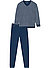 Pyjama, Baumwoll-Jersey, blau gemustert - blau