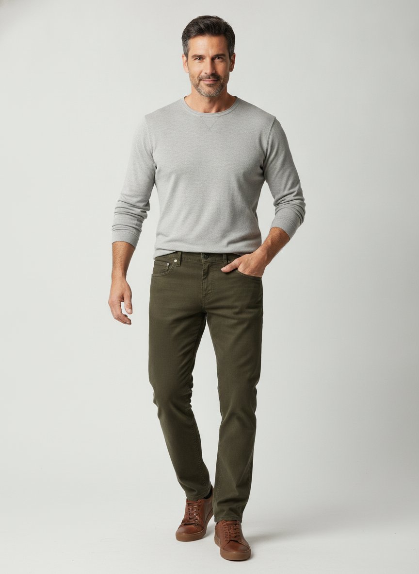 Hose Bill, Modern Fit, Baumwoll-Stretch, khaki meliert