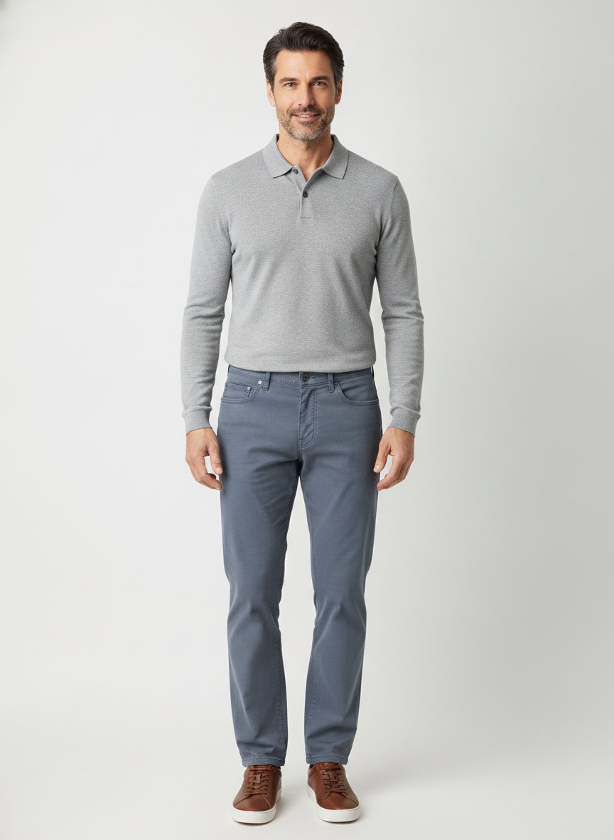 Hose Bill, Modern Fit, Baumwoll-Stretch, mittelblau meliert