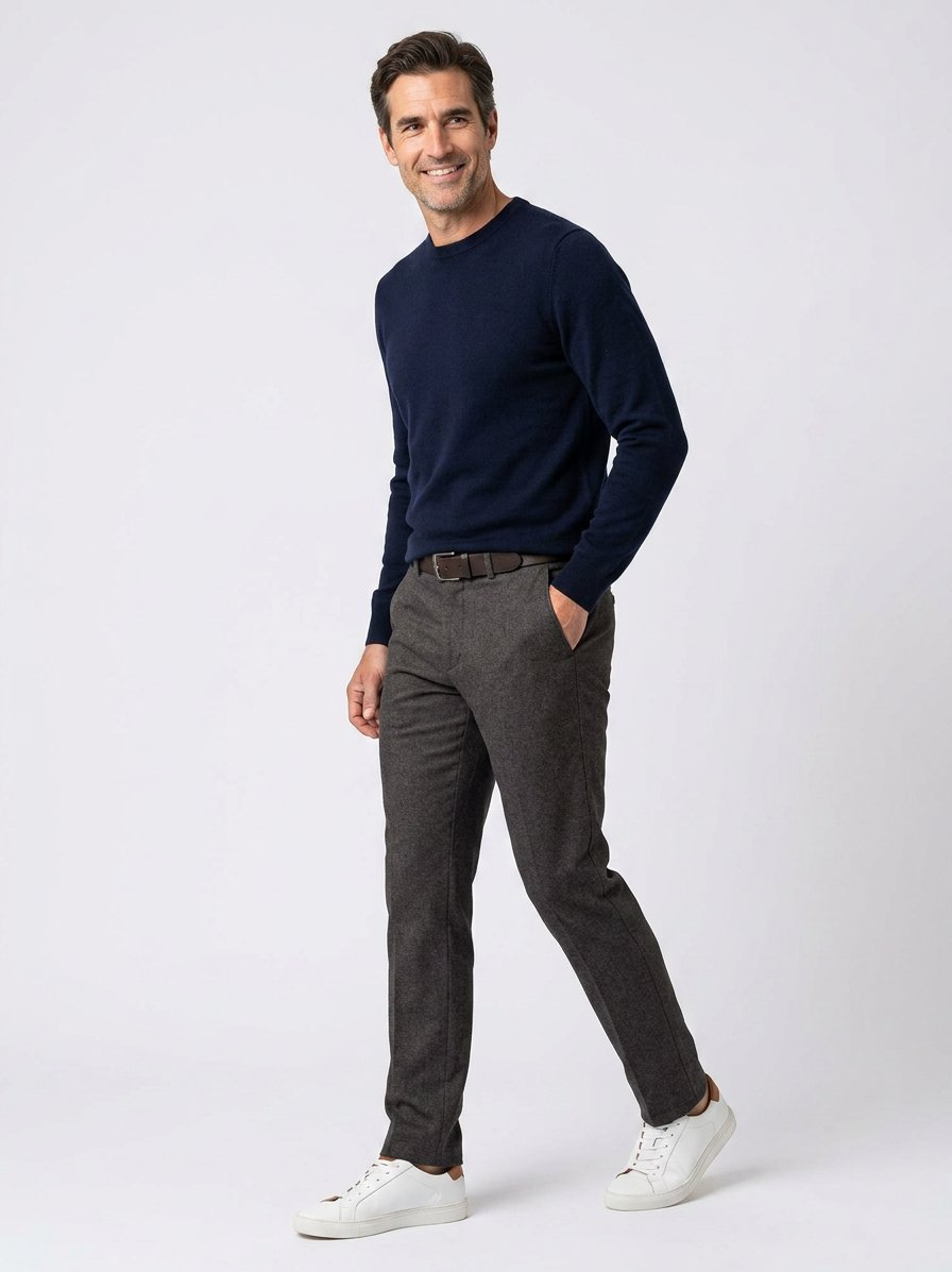 Hose Tonic, Tapered Fit, Jersey, braun meliert