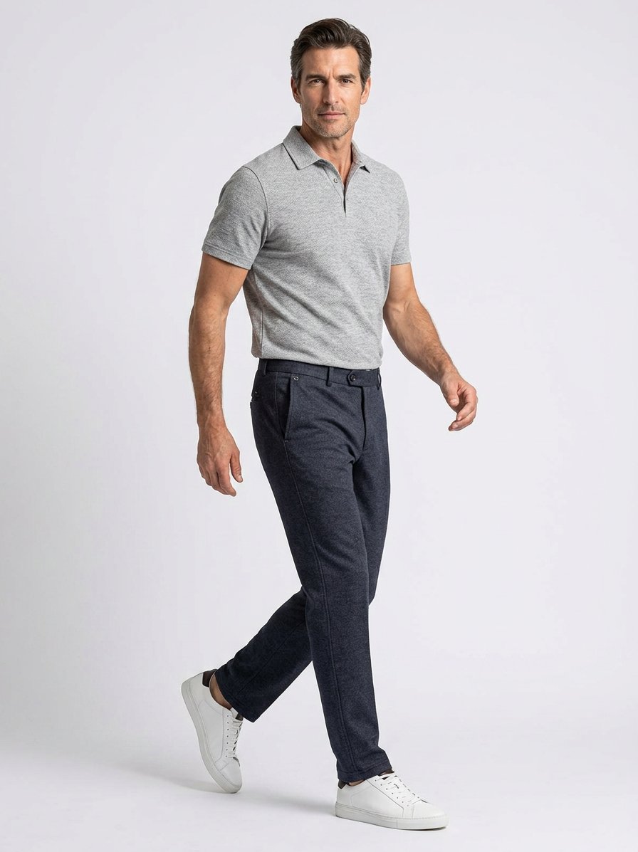Hose Tonic, Tapered Fit, Jersey, dunkelmarine meliert