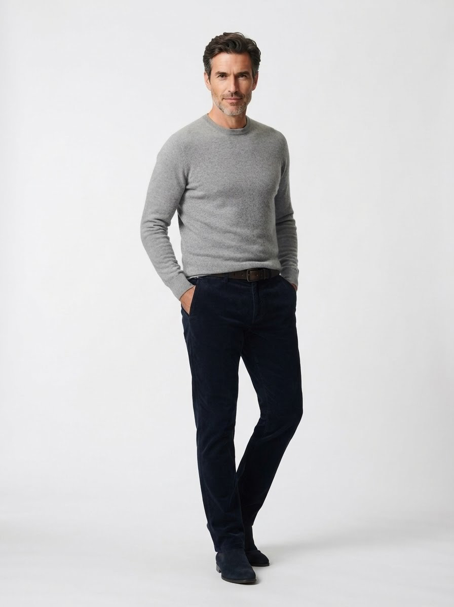 Hose, Modern Fit, Cord, dunkelmarine