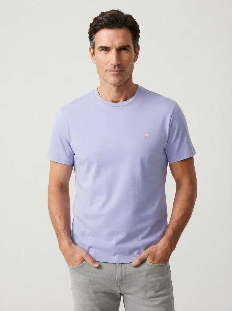 T-Shirt, Custom Slim Fit, Baumwolle, hellblau