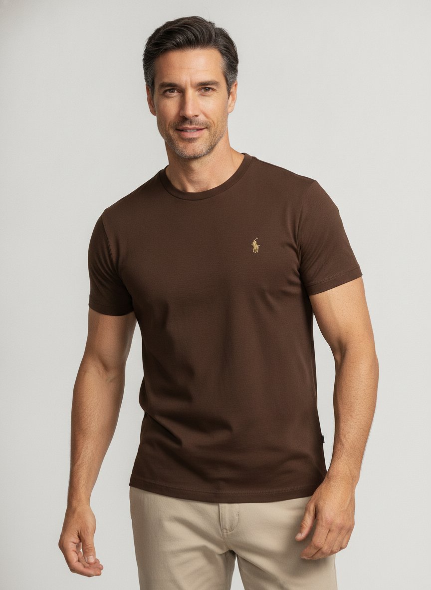 T-Shirt, Custom Slim Fit, Baumwolle, dunkelbraun