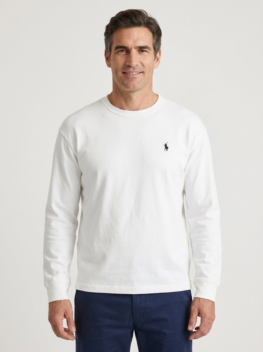 Longsleeve, Relaxed Fit, Baumwolle, weiß