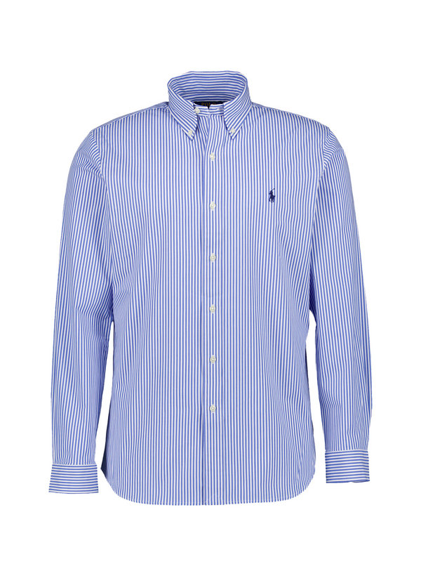 Hemd, Custom, Baumwoll-Stretch,  Button-Down, blau gestreift