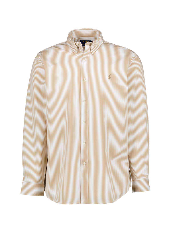 Hemd, Custom, Baumwoll-Stretch,  Button-Down, khaki gestreift
