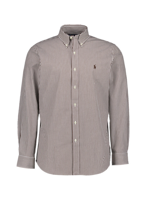 Hemd, Custom, Baumwoll-Stretch,  Button-Down, braun gestreift
