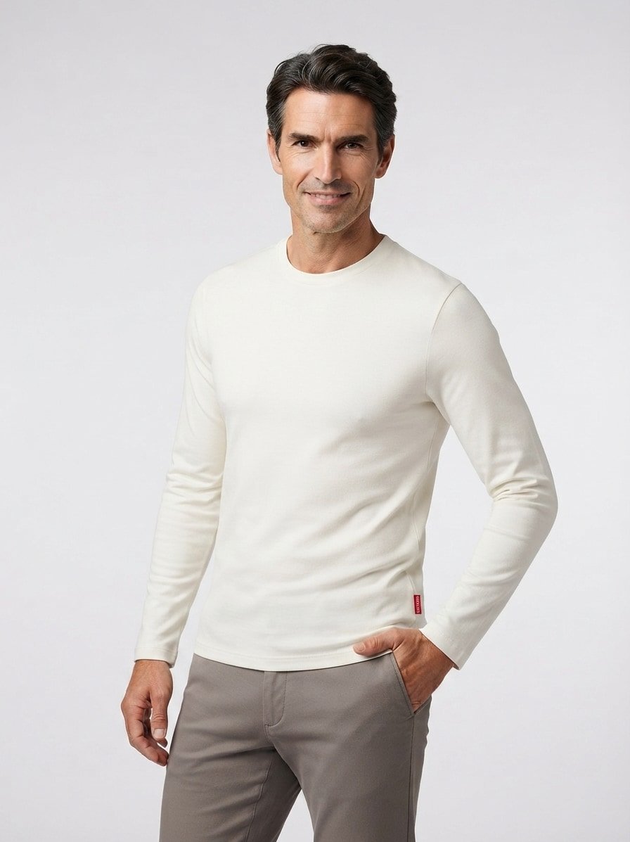 Longsleeve Cedric, Baumwoll-Stretch, creme