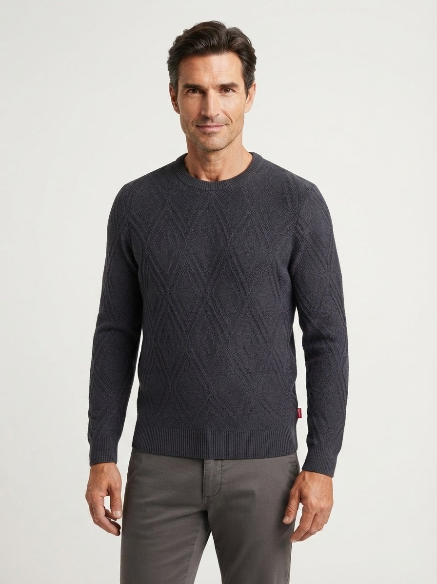 Pullover Pannatas, Baumwolle, dunkelblau strukturiert