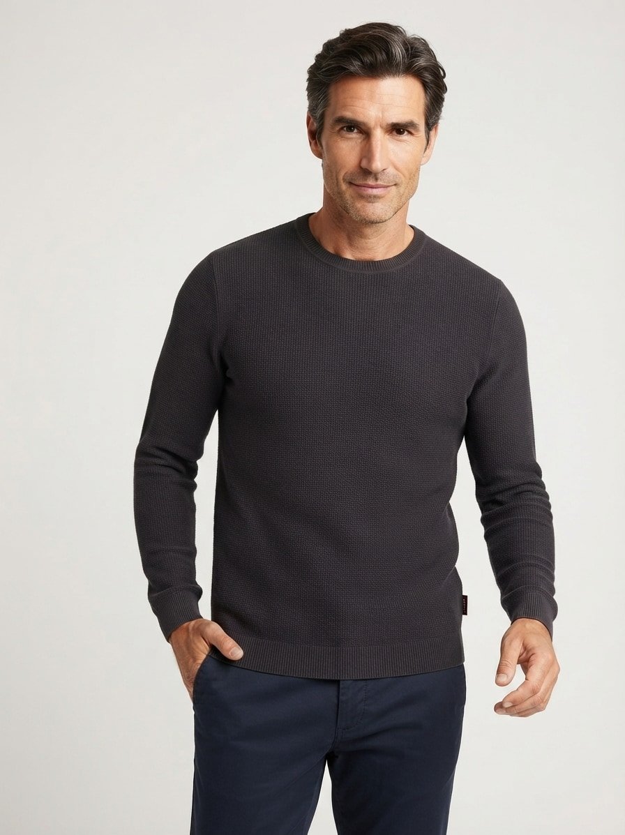 Pullover Peosius, Baumwolle, schwarz strukturiert