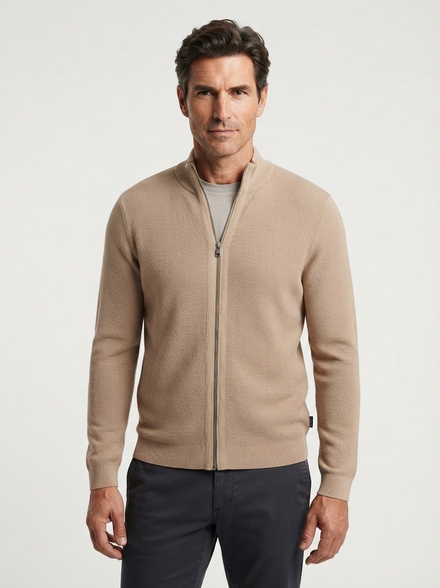 Cardigan Periamo, Baumwolle, beige strukturiert