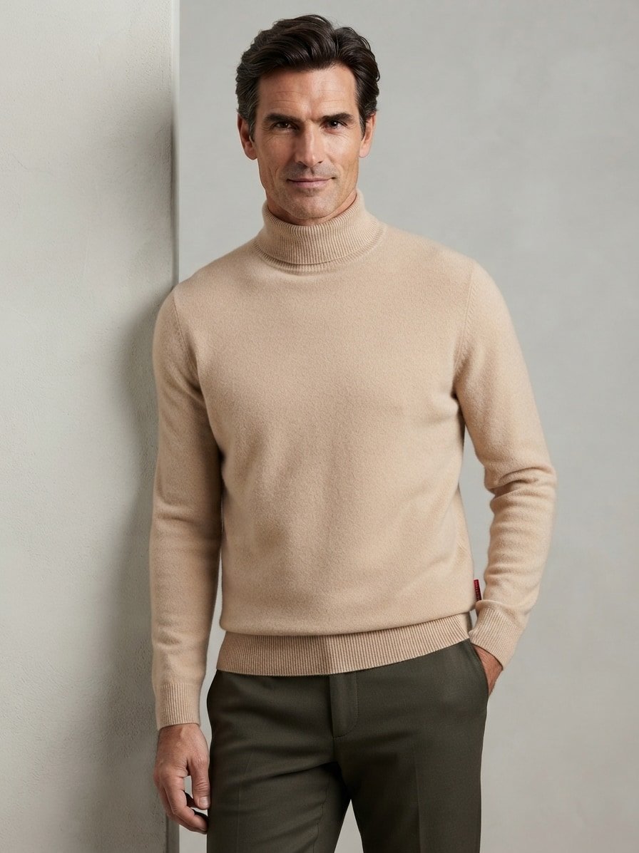 Rollkragenpullover Lemrigo, Wolle, beige