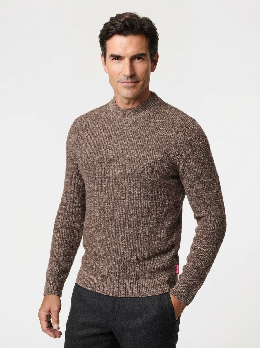 Pullover Orlissor, Baumwolle-Wolle, beige-braun meliert