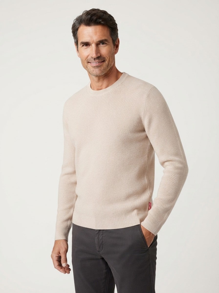 Pullover Chaspor, Baumwolle-Microfaser, creme meliert