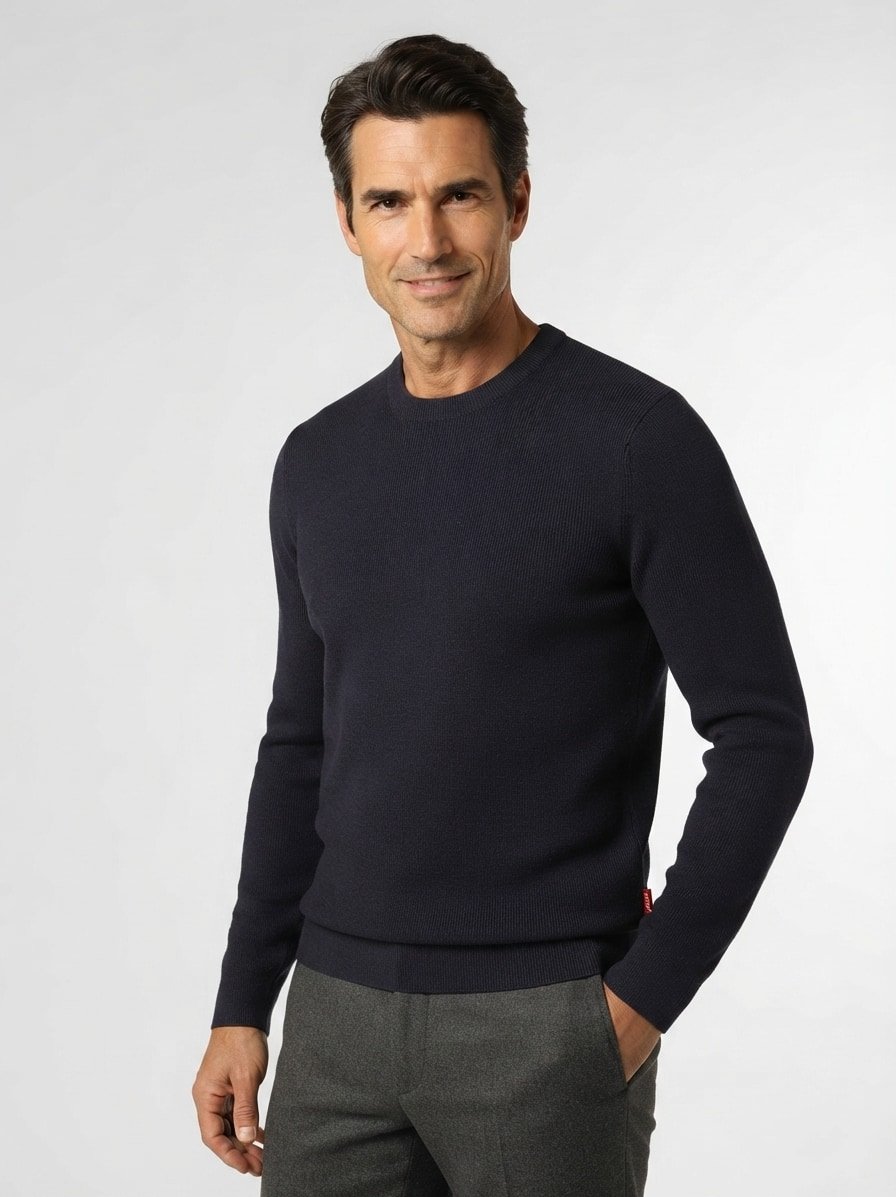 Pullover Chaspor,  Baumwolle-Microfaser, dunkelblau meliert