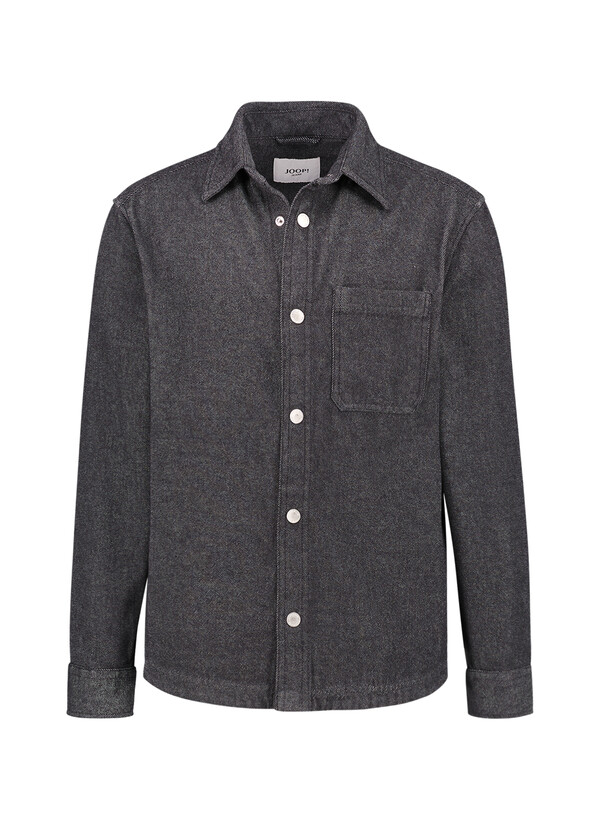 Overshirt Harvi, Baumwolle, Kent, Brusttasche, dunkelblau meliert