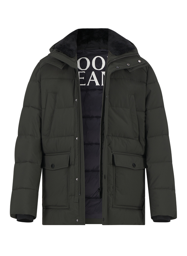 Steppjacke Harlow, Mikrofaser wasserabweisend, Kunstfell, dunkelgrün