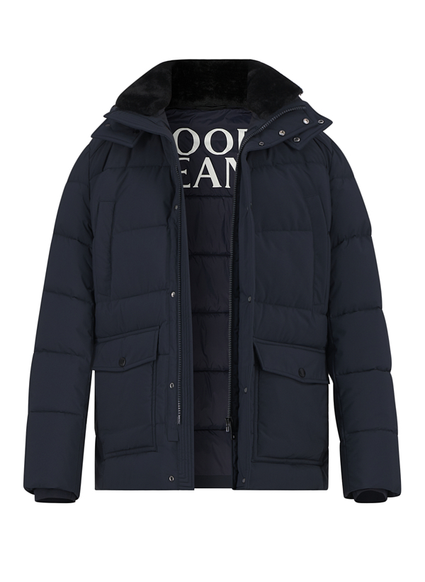 Steppjacke Harlow, Mikrofaser wasserabweisend, Kunstfell, dunkelblau