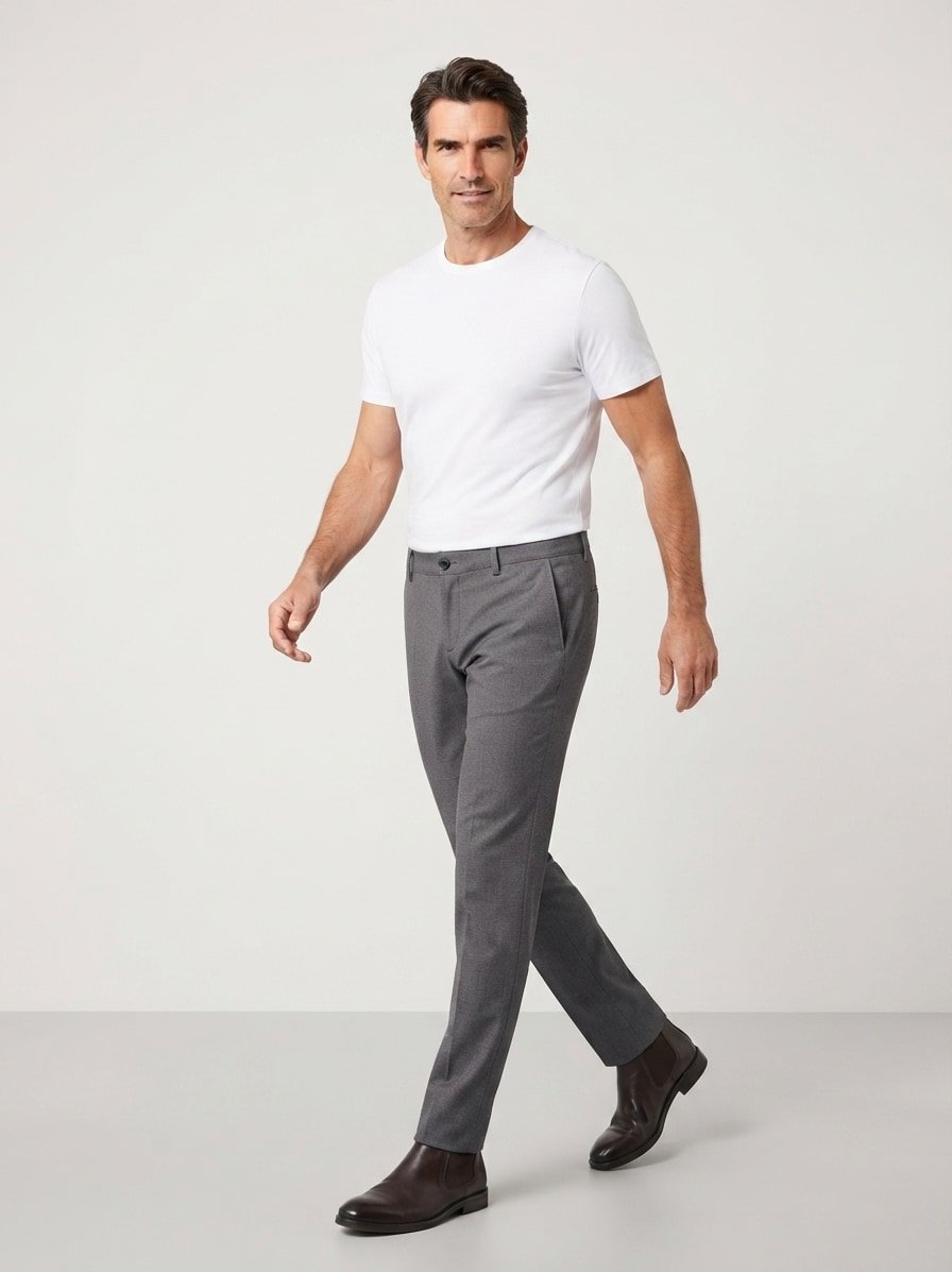 Chino Matthew, Modern Fit, grau meliert
