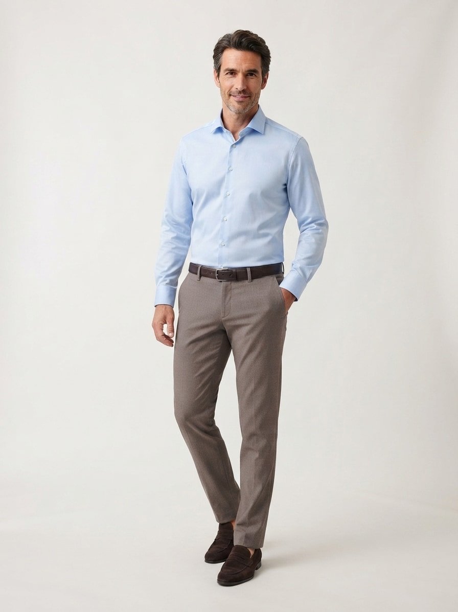 Chino Matthew, Modern Fit, braun meliert