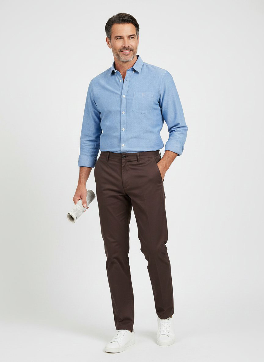 Chino Lead, Loose Fit, Baumwoll-Stretch, dunkelbraun