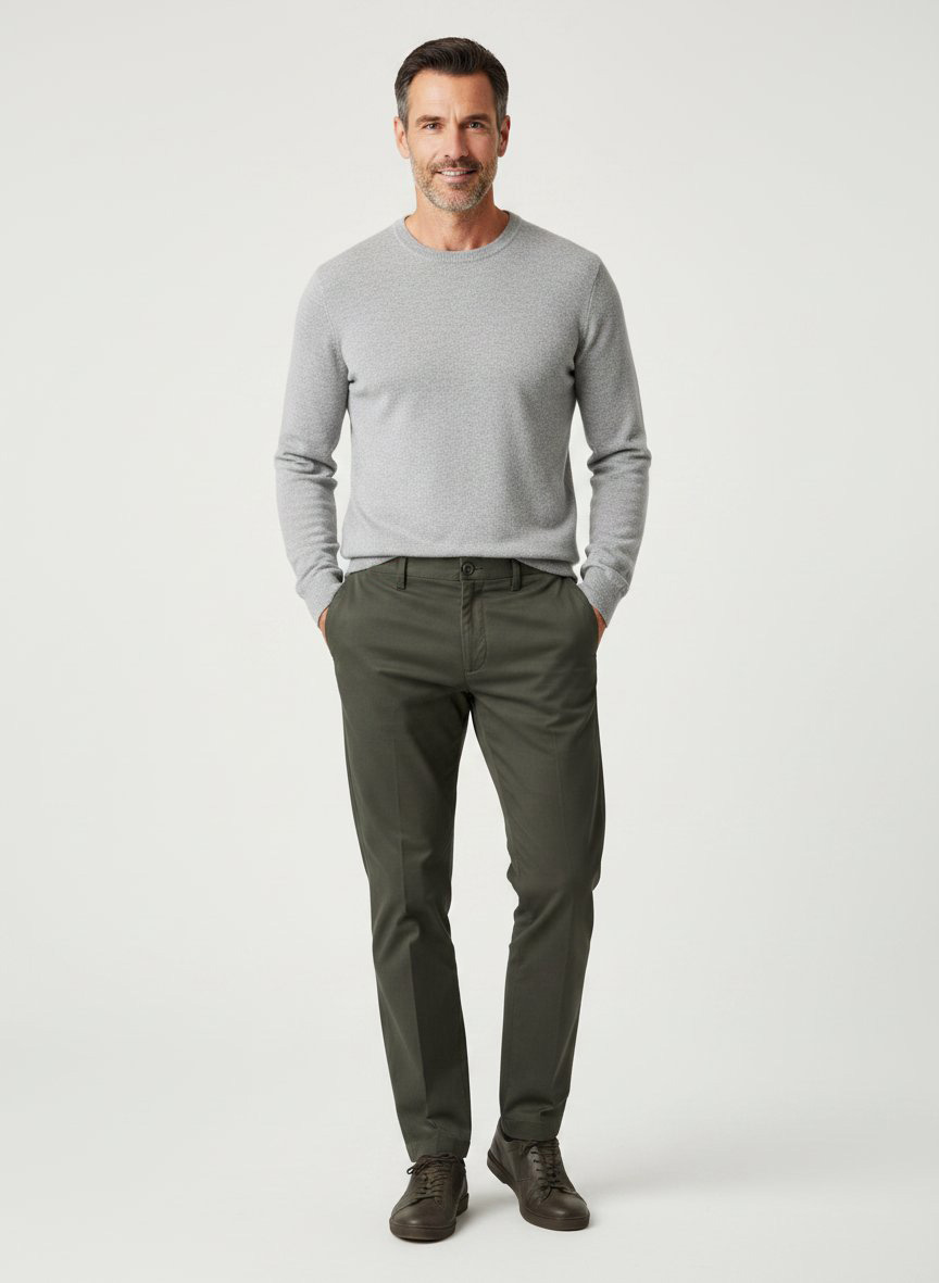 Chino Lead, Loose Fit, Baumwoll-Stretch, dunkelgrün