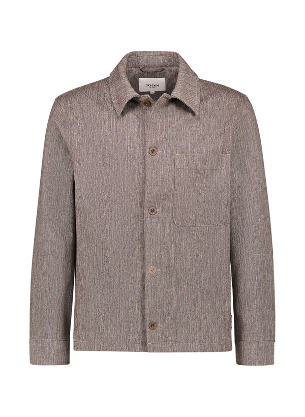 Overshirt Joro, Mikrofaser-Stretch, Kent, Brusttasche, braun fischgrät