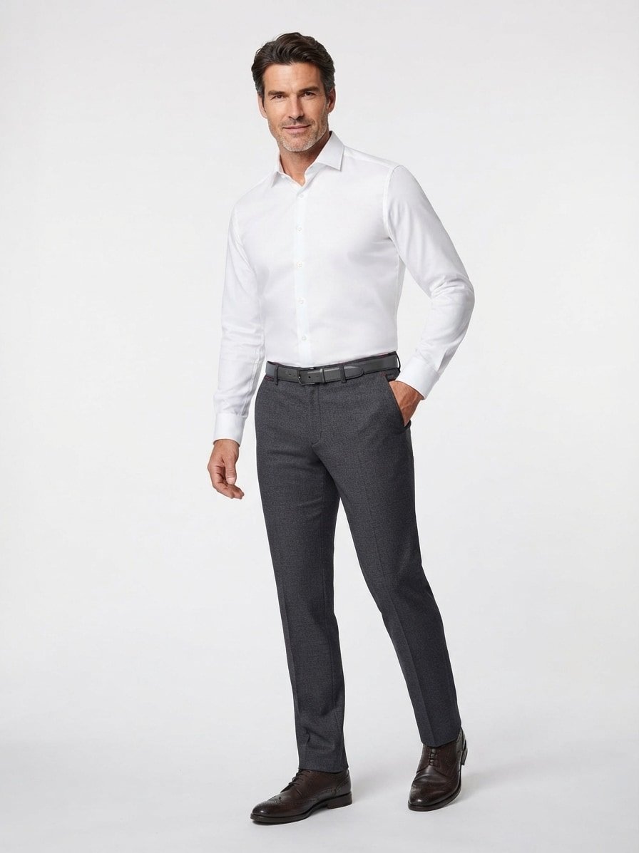 Hose, Modern Fit, Baumwoll-Stretch, grau glencheck