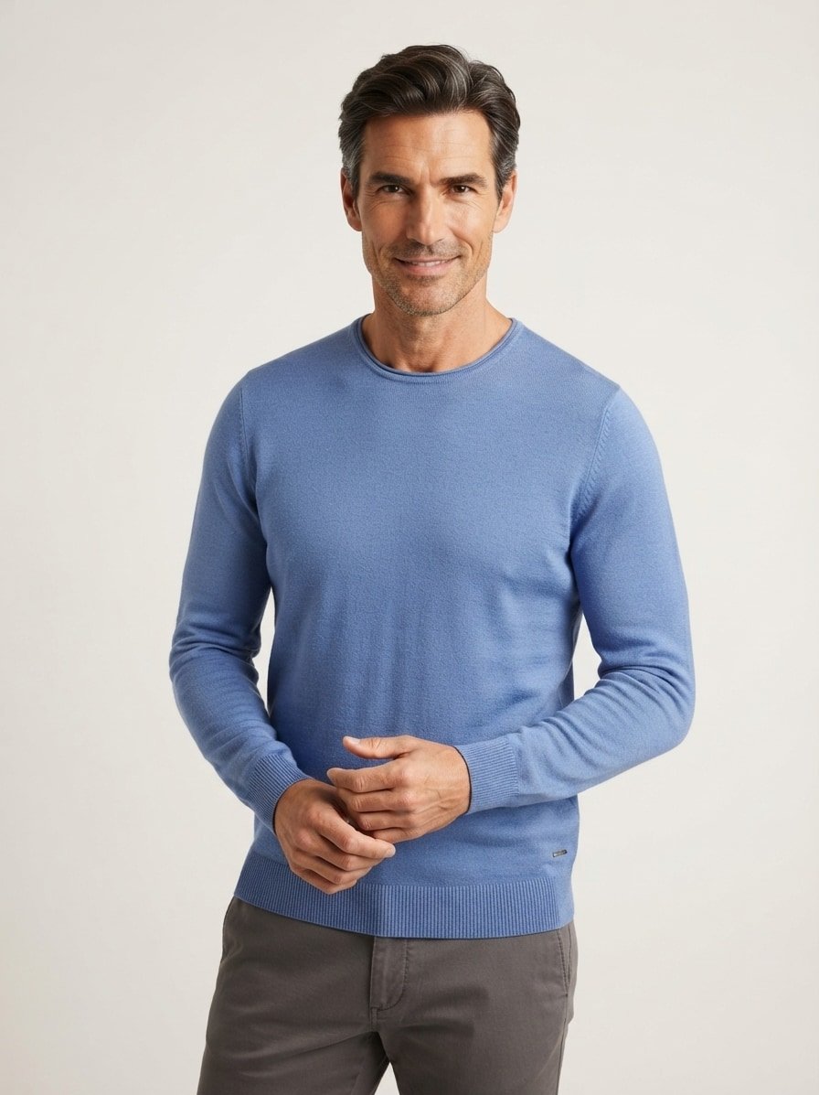 Pullover Denny, Merinowolle extrafein, blau