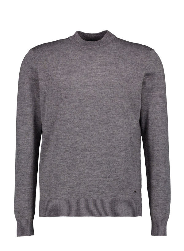 Stehkragenpullover, Merinowolle extrafein, grau