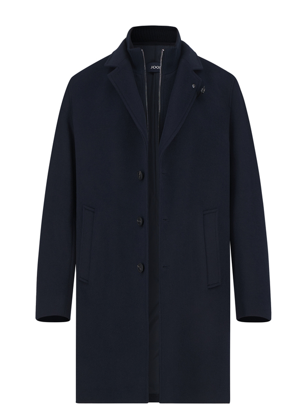 JOOP! Herren Mantel blau Wolle unifarben