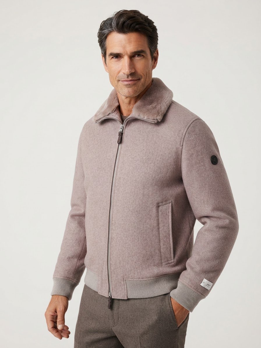 Blouson Milton, Wolle-Kaschmir, beige meliert