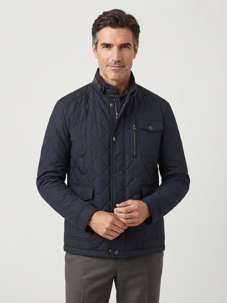 Steppjacke, Mikrofaser wasserabweisend, dunkelblau