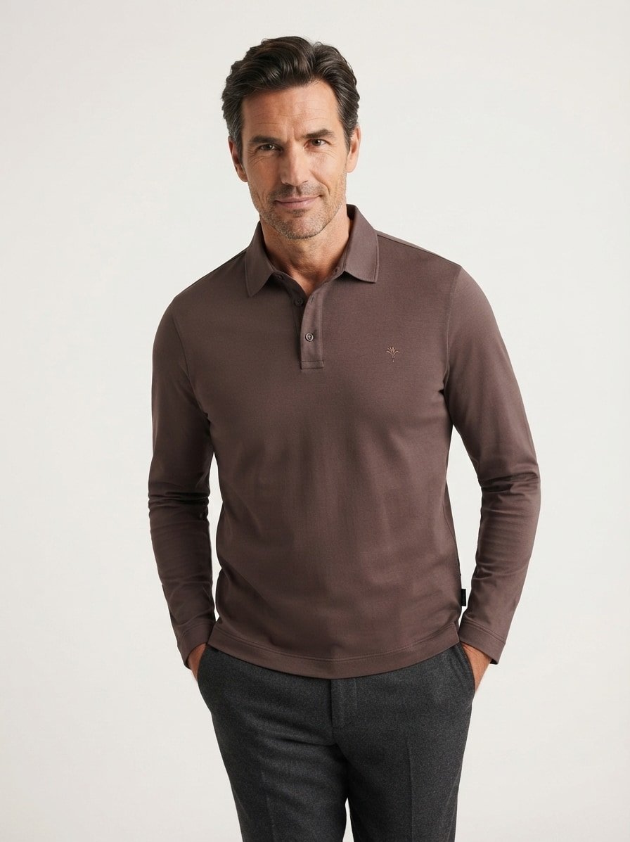 Polo-Shirt Perolo, Baumwoll-Jersey, dunkelbraun