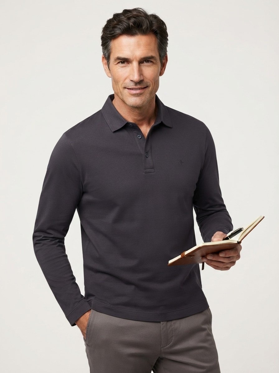Polo-Shirt, Baumwoll-Jersey, dunkelblau