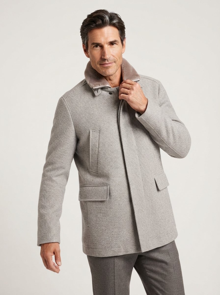 Jacke Gary, Wolle, grau meliert