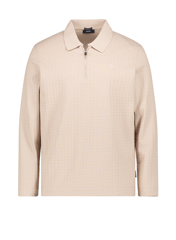 Zip-Polo Turvin, Baumwoll-Strick mercerisiert, beige strukturiert