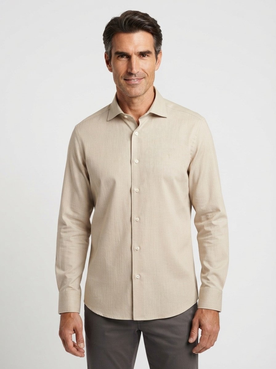 Hemd Mike, Regular, Baumwolle, Kent, beige