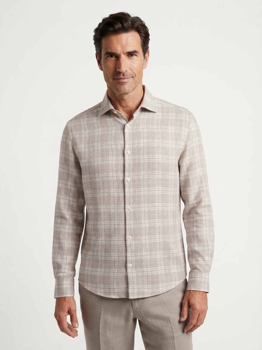 Overshirt, Loose Fit, Baumwolle-Wolle, hellgrau kariert