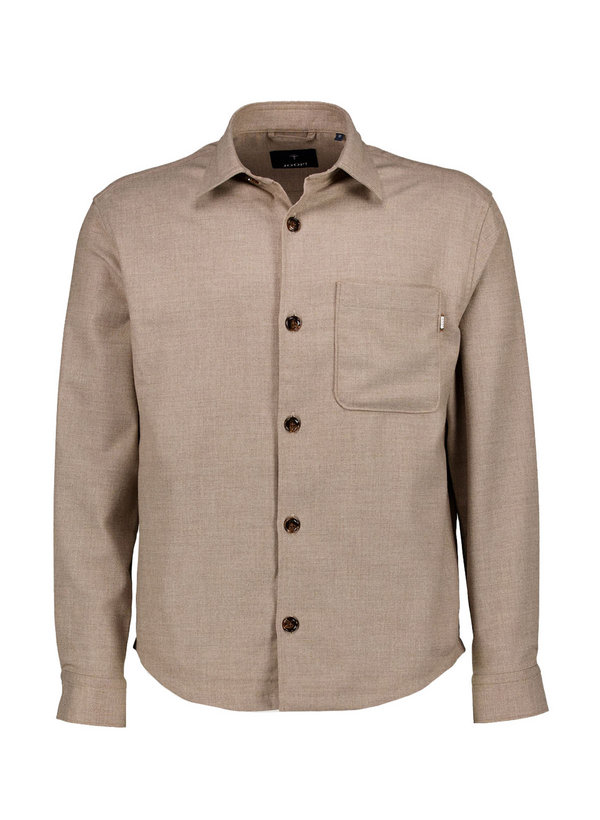 Overshirt, Twill, Kent, Brusttasche, beige
