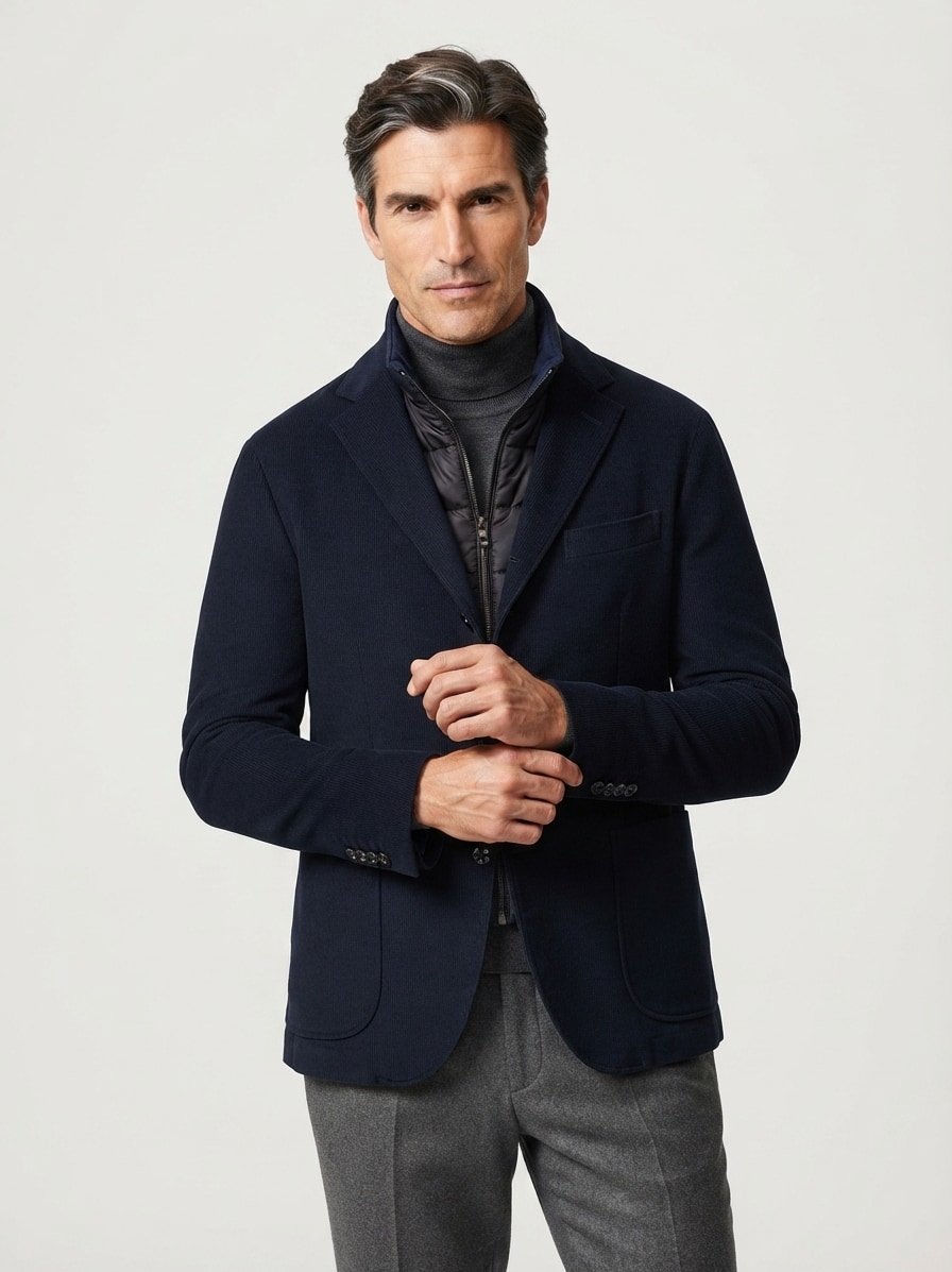 Sakko Hypetar, Slim Fit, Strick, dunkelblau