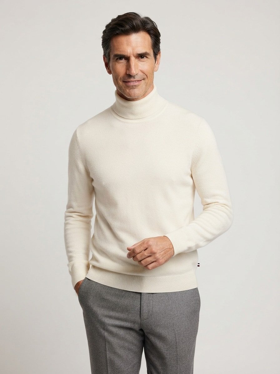 Rollkragenpullover, Merinowolle extrafein, creme