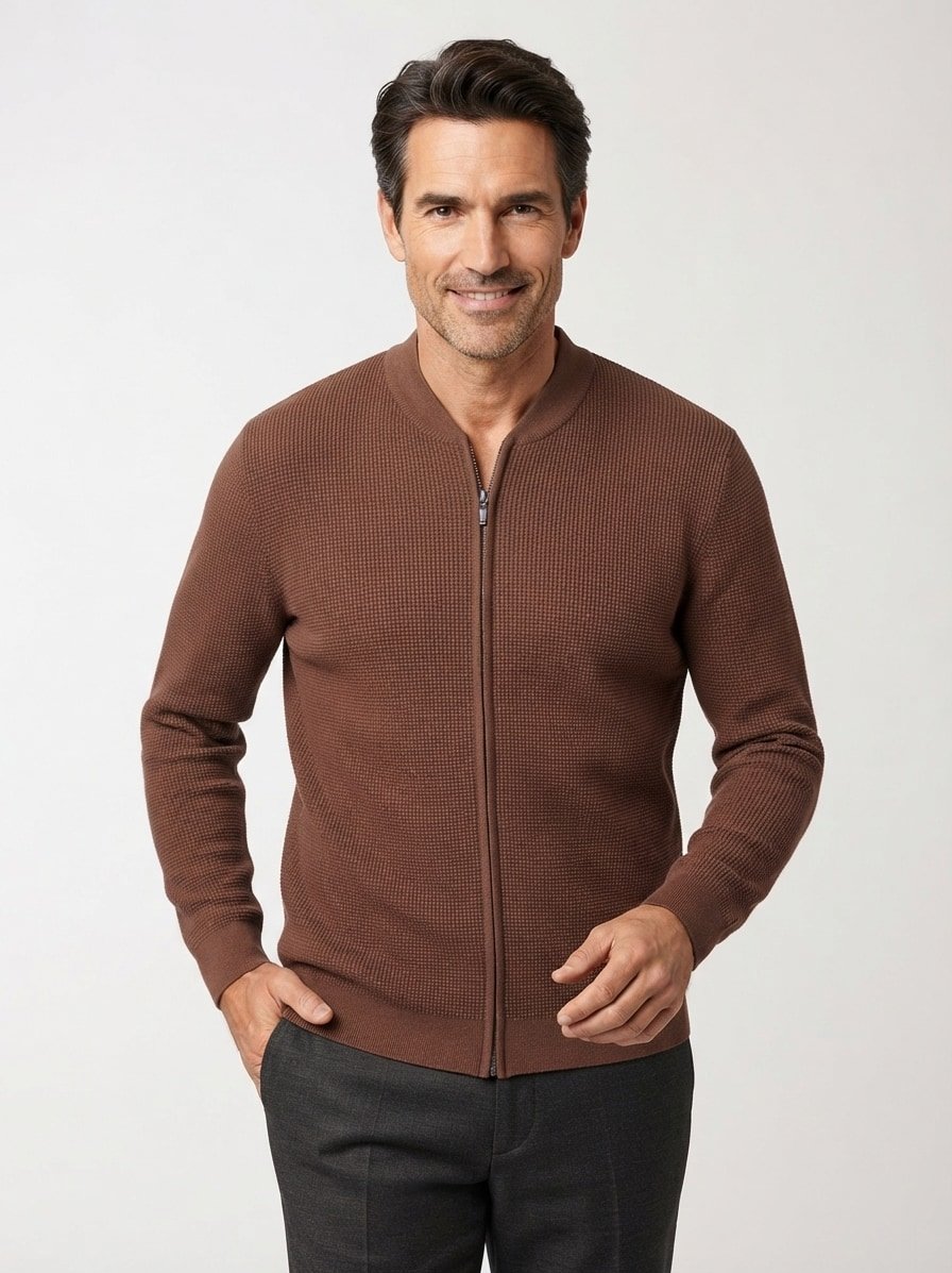 Cardigan, Baumwolle, braun