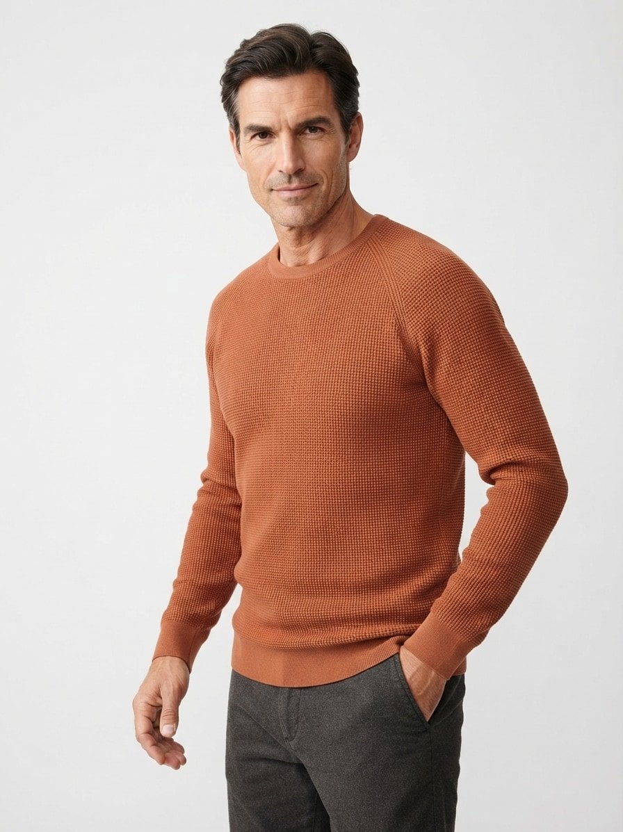 Pullover, Baumwolle, braun strukturiert