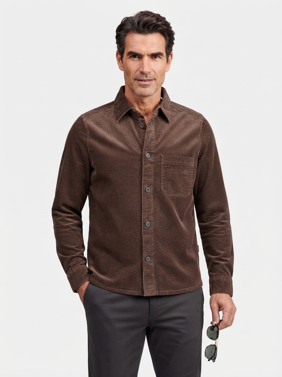 Overshirt, Cord, Kent, Brustasche, braun