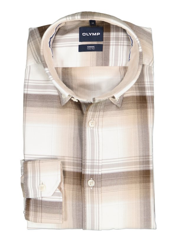 Hemd, Casual, Flanell,, Button-Down, weiß-multicolor