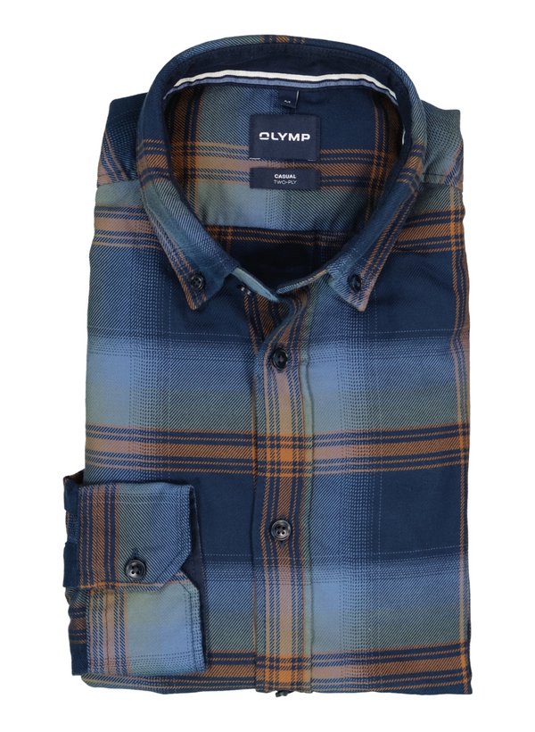 Hemd, Casual, Flanell,, Button-Down, blau-multicolor