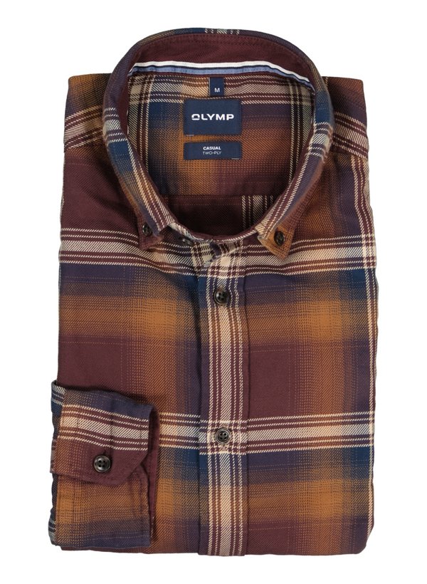 Hemd, Casual, Flanell,, Button-Down, braun-multicolor