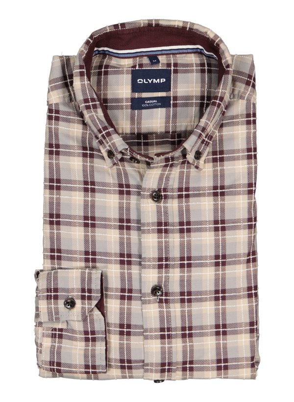 Hemd, Casual, Flanell, Button-Down, braun-beige kariert